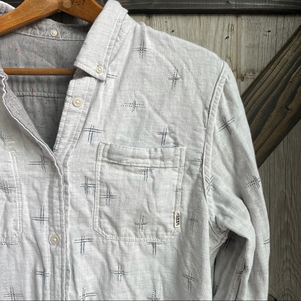 Vans Reversible Grey Patterned Button Down Size M… - image 2